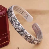 LR-Lucky wealthy money Bite Silver Pixiu Bracelet feng shui coin bracelet Sutra heart bracelet Lucky