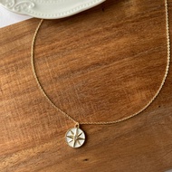 Made Taiwan Design Retro White Octagonal Star Compass Necklace Octagonal Star Necklace Compass Neckl