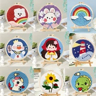 【Ready Stock】Beginner DIY Cross Stitch Kit With Base And Punch Needle Cross Stitch for Beginner DIY Needle Embroidery Kit Handcraft Wall Painting