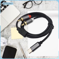 [mojotorw7] Type-c to Double RCA Male Cable USB C AUX Cable Cable Anti Interference Audio AUX Adapte
