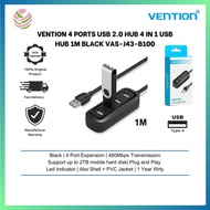 VENTION 4 Ports USB 2.0 HUB 4 in 1 USB Hub 1M Black VAS-J43-B100