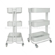 New Iron Tray Storage Rack Bathroom Trolley Portable Simple Kitchen Finishing Shelf Living Room Storage Trolley