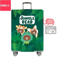 P0mW HOWALA Jungle Bear Travel Luggage Protector Cover Stretchable for Size 22 - 24 inch (Medium)&amp;-*-