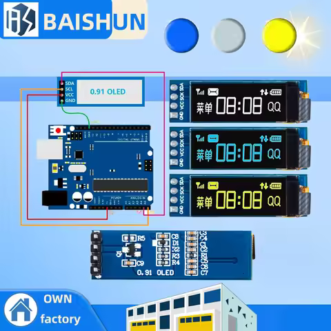 1PCS 0.91 inch OLED module 0.91" white blue OLED 128X32 OLED LCD LED Display module 0.91" IIC Commun