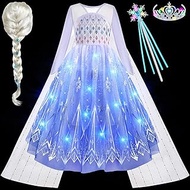 Latocos Light Up Frozen Elsa Costume for Girls Kids Princess Dress Up Cloths for Little Girls Birthday Halloween Cosplay