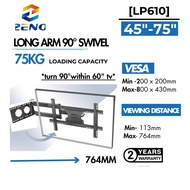 Zeno LP620 Heavy Duty Long Dual Arm TV Wall Mount Holds up to 95 kg Swivel and Tilt TV Mount with 29