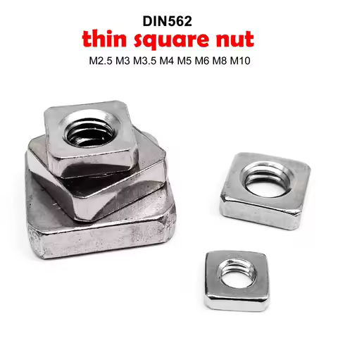 Thin Square Nut Wafer Foursquare Quadrate Nut M2.5 M3 M4 M5 M6 M8 M10 DIN562 304 A2-70 Stainless Ste