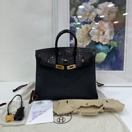 Hermes birkin25 Touch 黑金 togo皮拼霧面鱷魚 U刻 閒置 23年購證
