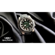 BALMER | 8141G SS-46 Classic Automatic Sapphire Men Watch with Black Green Dial Black Silicon Strap | Official Warranty