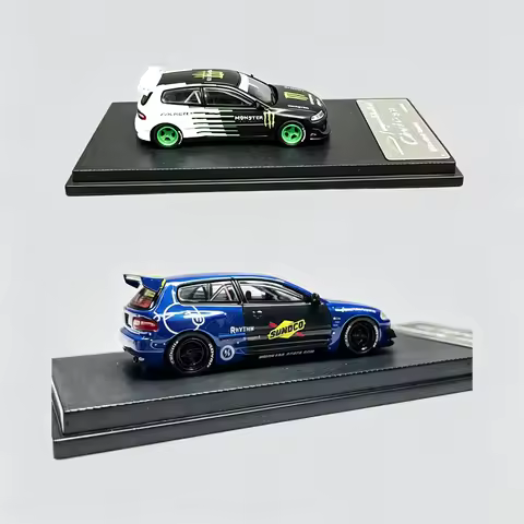 My Model Collect MMC 1:64 Honda Civic EG6 White Black Track Livery / Blue SUNOCO Alien Theme Diecast