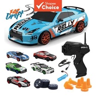 1:244WD,、LED、6、2.4G,6 Kereta RC Drift 4WD Skala 1:24 dengan Tayar Boleh Tukar, Lampu LED, 6 Kon, Ala