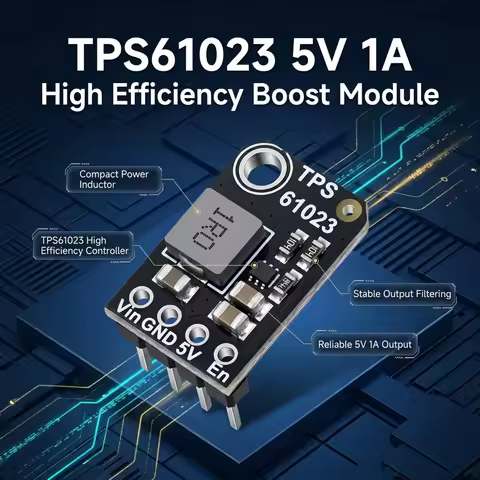 MicroLight TPS61023 5V 1A Boost Converter Module - Ultra-Compact, High-Efficiency 92%, Plug-and-Play