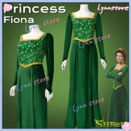 Child/Adult Fiona Cosplay Costume Shrek Princess Fiona Green Long Dress Stage Costumes Carnival Part