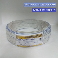 WIRE 2 CORE 23/0.14 x 2c Twin Flat Multifunction Wire Cable (white/blue)