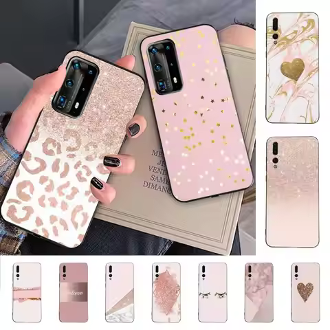 Rose Gold Pink Glitter Phone Case for Huawei P30 40 20 10 8 9 lite pro plus Psmart2019