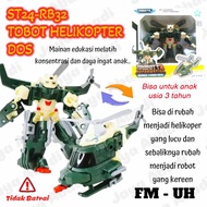 HIJAU RB32 | APACHE MINI GREEN HELICOPTER TRANSFORMING ROBOT TOY TRANSFORMERS TOYS