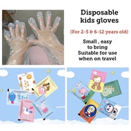 (SG seller) Disposable gloves kids ( random design)for travel food use ( dining / travel / art craft DIY)