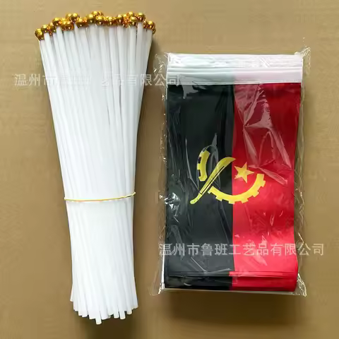 TIKI FLAG Angola hand flag 14x21cm Polyester Fade-Resistance Angola Hand Waving Flag with Plastic Fl