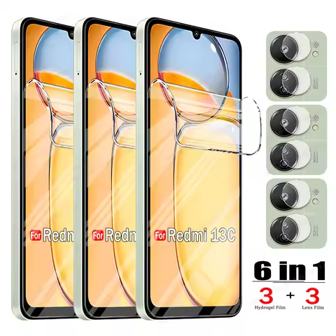 6in1 Hydrogel Film For Xiaomi Redmi 13C 14C 12C 13 12 10C 10 2022 10A 9 9A 9C NFC 9i A1 A2 Plus A3 T