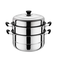 Stainless Steel Food Steamer Cooking Pot 28cm 2 Layer / 3 Layer Steamer Pot