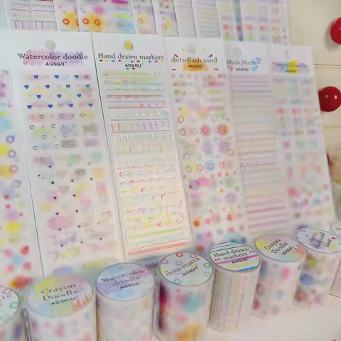 2 Sheets Into The Exquisite Sticker Hand Account Tape Pet Waterproof Tape Die-cut Cute Ins Colored D