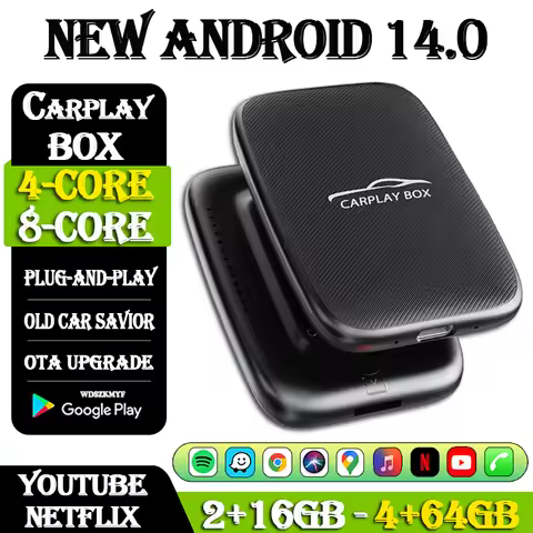 2025 Carplay Ai Box Android 14 Wireless Carplay Android Auto Adapter WiFi 4/8-Core For Netflix YouTu