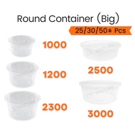 (25/30/50Pcs) R1000/R1200/R2300/R2500/R3000 Round Container PP Big Extra Large/Disposable Plastic Fo