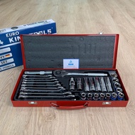 ชุดบล็อก Euro King 4 หุน และประแจแหวนข้าง-ปากตาย 29 ชิ้น Euro King