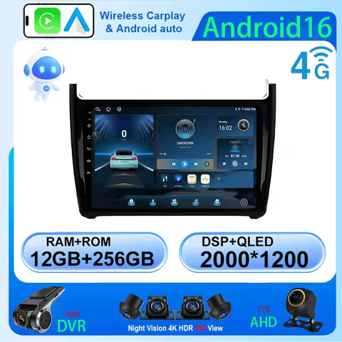 LJZNA Android 16 For Volkswagen VW polo sedan 2008-2018 Car Radio Multimedia Video Player dsp 8 Core
