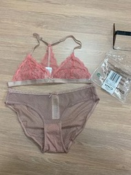 全新Mango Pink Lace Sexy Lingerie Set