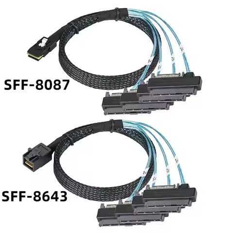 Mini SAS HD 36Pin SFF-8643 SFF-8087 To 4 SFF-8482 29Pin With 15 Pin SATA Power Connector Controller 