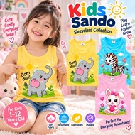 3PCS SUMMER COLORED SANDO SHIRT FOR INFANT BABY KIDS GIRL W/ ZOO ANIMAL PRINTS 6MOS - 12 YRS OLD