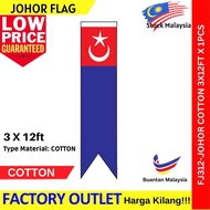 【EXTRA BIG】Johor Flag 3x12ft/ 90cm x 360cm Bendera Banner Negeri Johor Cotton Flag  -FJ312
