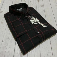 KEMEJA FLANEL JUMBO 2XL-3XL-4XL MOTIF KOTAK HITAM GARIS MERAH LENGAN PAJANG PRIA WANITA ADEM HALUS L
