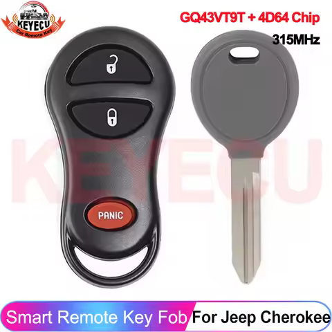 KEYECU 3 Buttons GQ43VT9T 4D64 Chip Transponder Remote Key 315MHz For Jeep 1999 2000 2001 Cherokee 2