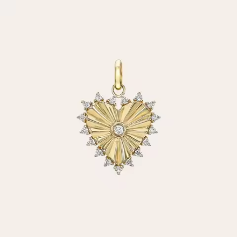 Gold Plated Vermeil 925 Sterling Silver Classic Women Jewelry Sparking Bling CZ Heart Pendant Neckla