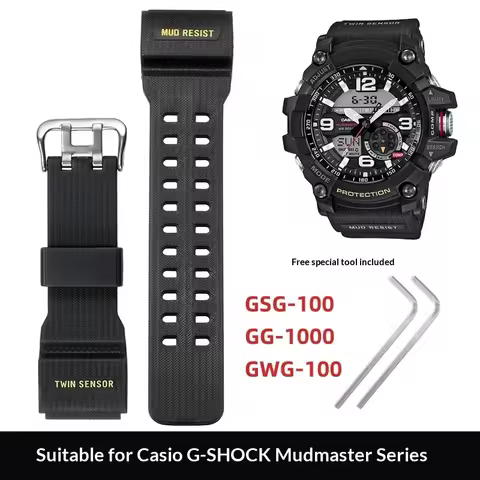 Replacement Resin Watch Band Strap for Casio G-SHOCK Mudmaster GG-1000 GWG-100 GSG-100, Soft Rubber 