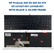 HP Probook 450 G5 455 G5 470 G5 L01027-001 L01028-001 WITH BLACK &amp; SILVER FRAME LAPTOP KEYBOARD