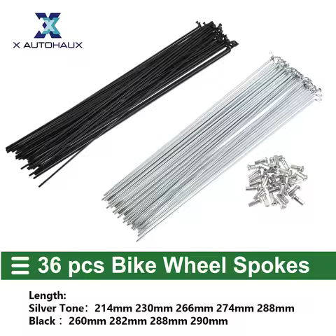 X Autohaux 36pcs 13G J Bend Bicycle Galvanized Spokes 214mm 230mm 260mm 266mm 274mm 288mm 288mm 290m