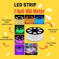 Led Strip Lights 1 Roll 100 Meters SMD 5050 Free Socket 3 pcs Type 5050 Waterproof Led Strip Lights