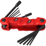 11-Piece Large Folding Hex Key Set SAE (3/32"-1/2"), Heavy Duty Allen Wrench Set, Portable Tool for 