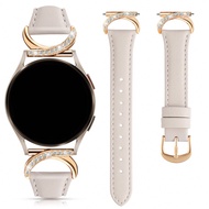 Luxury Leather Watch Band With Diamond C-Shaped Buckle - Compatible Galaxy Watch 7/6/5/4 (40mm/45mm)