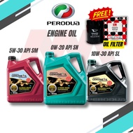 (COMBO)PERODUA ENGINE OIL MINYAK HITAM FULLY SYNTHETIC 0W20,SEMI SYNTHETIC 5W30 FREE OIL FILTER