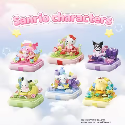 Sanrio Acrylic Ring Box Surprise Blind Box My Melody Kuromi Pochacco Building Blocks Model Bricks Co