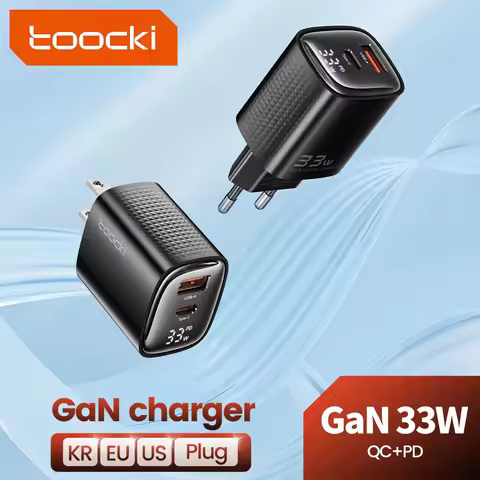 Toocki 33W Gan Charger Type C USB Fast Charging Digital Display PD3.0 QC3.0 For iPhone 16 15 14 Sams