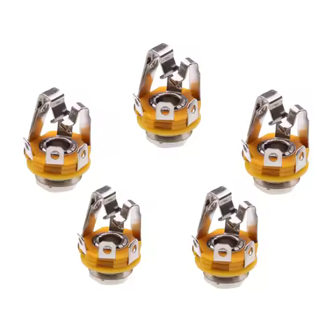 Practical 5Pcs Electric Guitar DIY 1/4" Stereo Input Output Jack Sockets