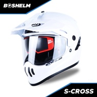 BOSHELM Helm NJS S-Cross Solid WHITE PEARL Helm Full Face SNI Diskon