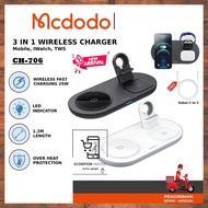 ☆ MCDODO CH-706 3 IN 1 15W MagDafe Wireless Charger For IP IWatch EarPods ☆