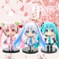 10Cm Qรุ่นMiku Hatsune PVCรูปปั้นอุปกรณ์เสริมรถยนต์ตุ๊กตาของเล่นMiku HatsuneตัวเลขการกระทำรูปMiniatures