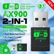 AX900 WIFI6 USB Adapter 2 IN 1 Bluetooth 5.4 Dual Band 2.4G & 5GHz 900Mbps WiFi 6 802.11AX High-Spee